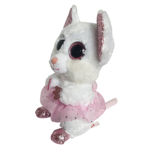 Ty Beanie Boos Nina Mouse Plush 7" White Pink Sparkly Ears Feet Glittered Accent - Picture 3 of 8